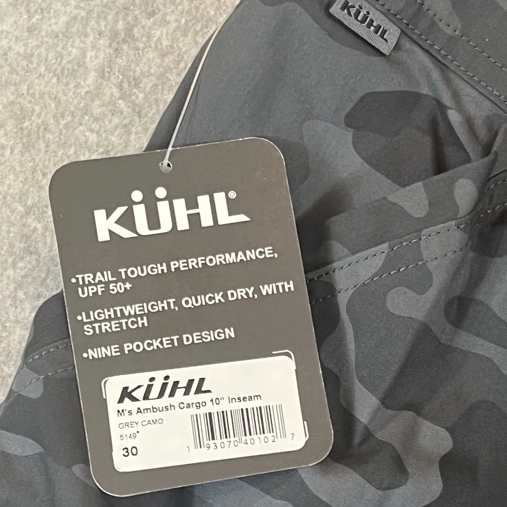 Kuhl Ambush Cargo Shorts Mens 30 Grey Camo New 5149 10